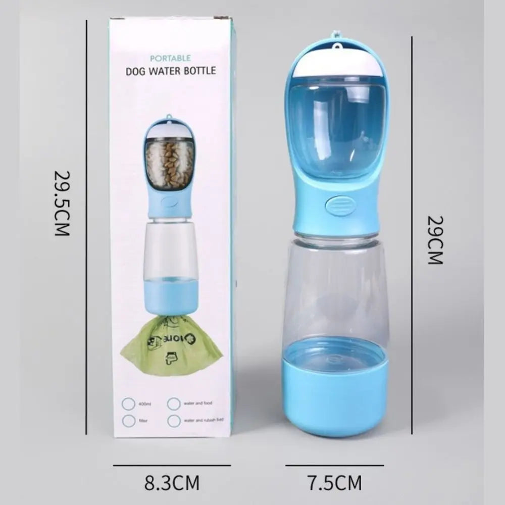New 400Ml Dog Water Dispenser with Poop Bag Container 3 in 1 Pet Water Bottle Portable Leak Proof Dog Food Bottle Travel Use