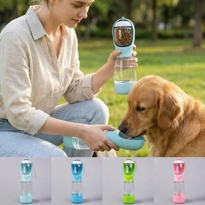 New 400Ml Dog Water Dispenser with Poop Bag Container 3 in 1 Pet Water Bottle Portable Leak Proof Dog Food Bottle Travel Use